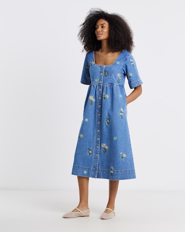Daisy Embroidered Denim Dress