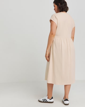 Sand Cotton Jersey Midi Dress