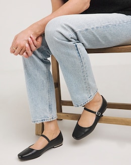 Simply Be Emilie Mary Jane Stretch Strap Ballerina Shoes - Wide Fit (E)