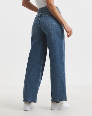 Simply Be 99 1 Mid Blue Comfort Stretch Slouchy Wide Leg Jeans