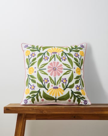 Callie Embroidered Floral Cushion