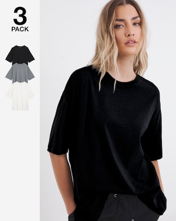 Black, White & Grey 3 Pack Pure Cotton Boyfriend T-Shirt