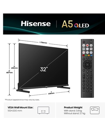 Hisense 32A5QTUK 32in Full HD QLED Smart TV with Freely