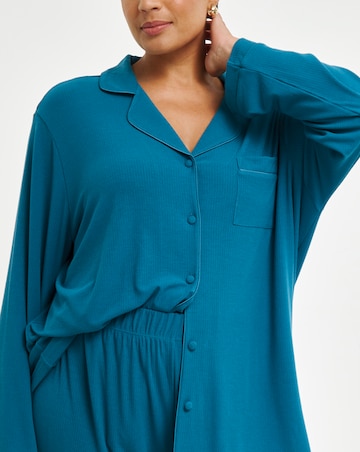 Pretty Secrets Supersoft Ribbed Button Through Pyjama Set
