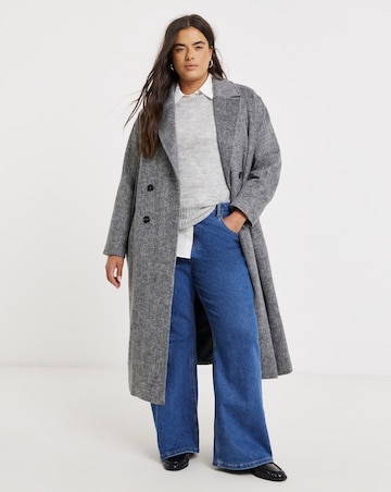 Grey DB Midaxi Brushed Faux Wool Coat