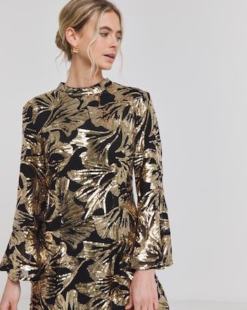 Joanna Hope Gold Sequin Shift Dress