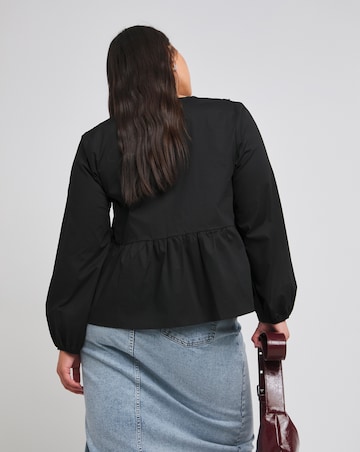 Black Broderie Collared Blouse