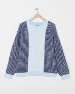 Colourblock Mix Stitch Longline Jumper