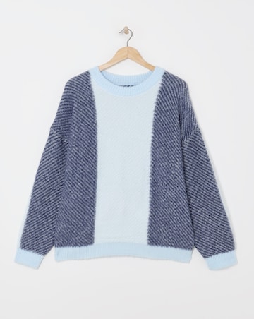 Colourblock Mix Stitch Longline Jumper