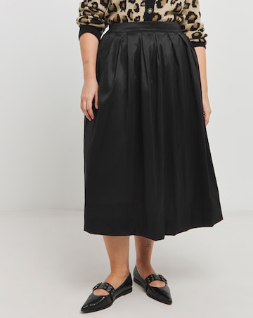 Black Taffeta Woven Full Maxi Skirt