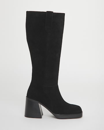 Cloudy Suede Platform Knee High Boots Wide E Fit Super Curvy Calf
