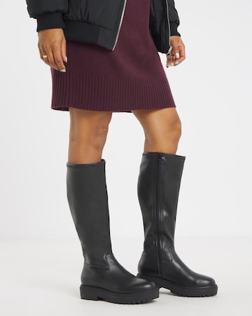 Kacey Chunky Knee High Boots - Extra Wide Fit (EEE) & Super Curvy Calf