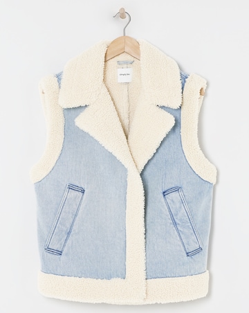 Light Wash Borg Lined Denim Gilet