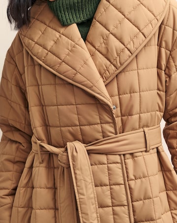 Nobody's Child Quilted Belt Shawl Collar Quilted Wrap Coat
