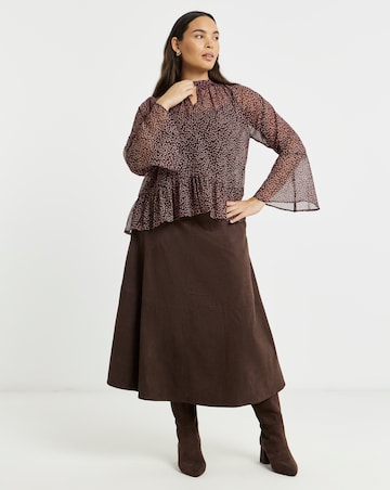 High Neck Flute Sleeve Blouse