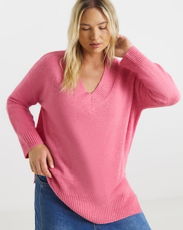 Cosy Yarn Bubblegum Pink V-Neck Tunic