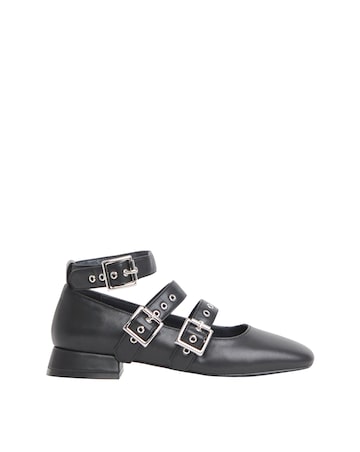 Garcelle Multi Strap Buckle Block Heel Shoes Extra Wide EEE Fit