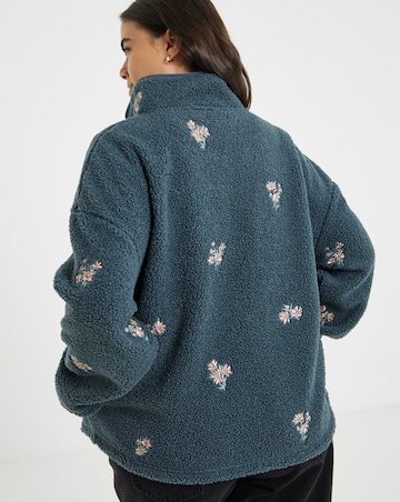Simply Be Charcoal Bog Embroidered Floral Sweatshirt