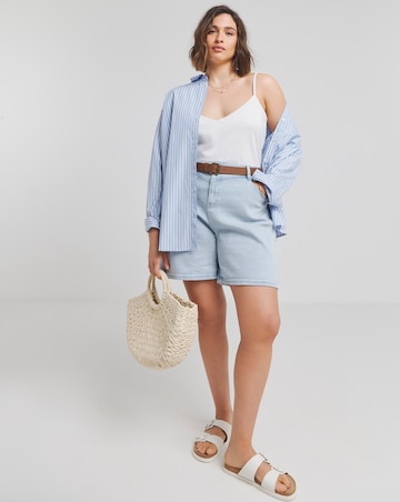 Blue & White 2 Pack V Neck Longline Camis