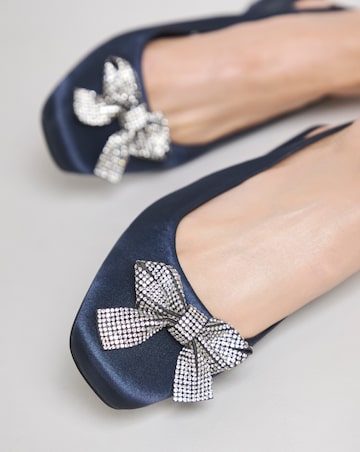 Monroe Diamante Bow Slingback Shoes - Wide Fit (E)