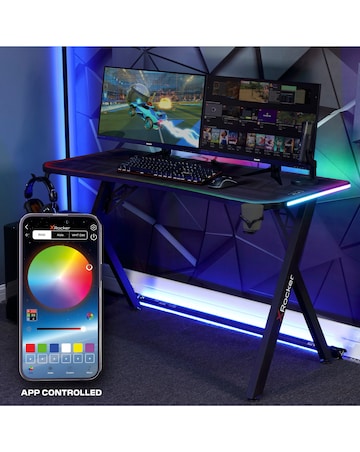 X Rocker Lumio XL Gaming Desk with LED Lighting - Carbon Black