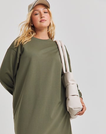 Green Midi Sweatshirt Dress With Pockets