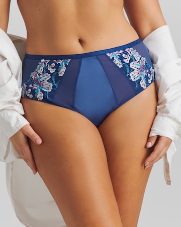 Pretty Secrets Delilah Embroidery Contemporary Full Fit Brief Knickers Navy