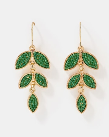 Accessorize Beaded Leaf Drop Earrings