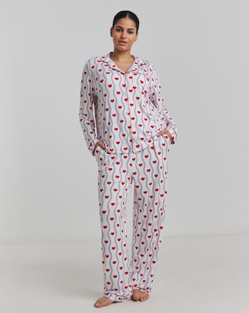 Chelsea Peers Jersey Heatwave Stripe Heart Print Pyjama Set