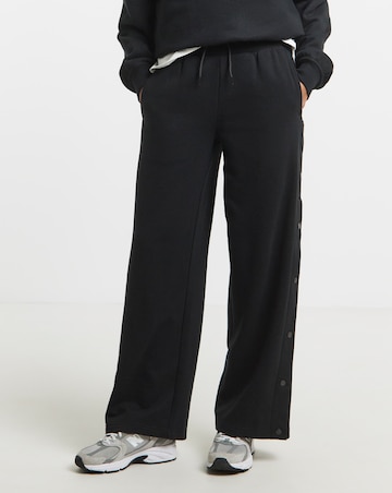 Black Half Popper Wide Leg Joggers