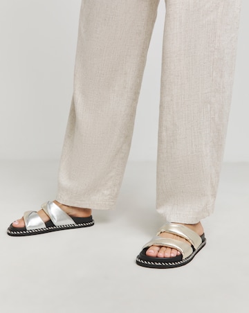 Simply Be Mica Soft Twist Leather Footbed Sandals - Wide Fit (E)
