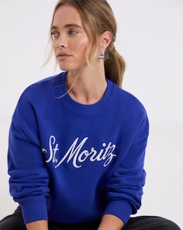 Cobalt Blue St Moritz Embroidered Sweatshirt