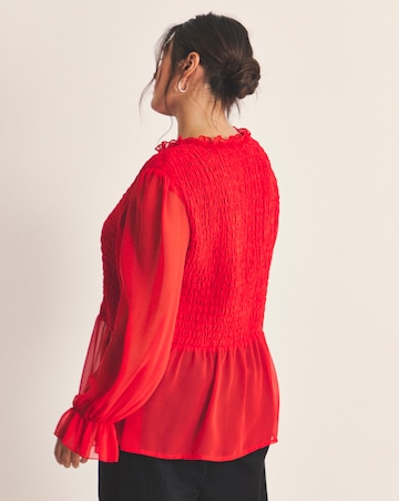 Shirred Georgette V-Neck Blouse