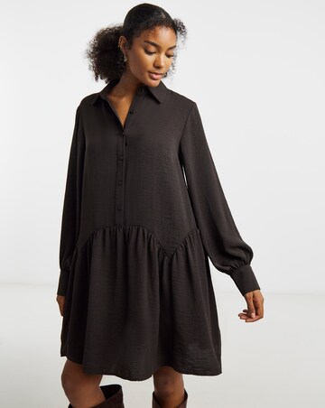 Simply Be Chocolate Drop Hem Shirt Dress