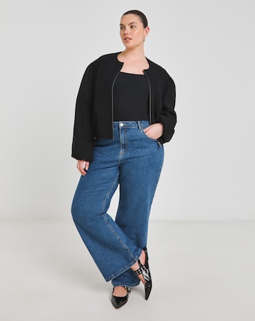 Simply Be Black Bubble Hem Round Collar Jacket