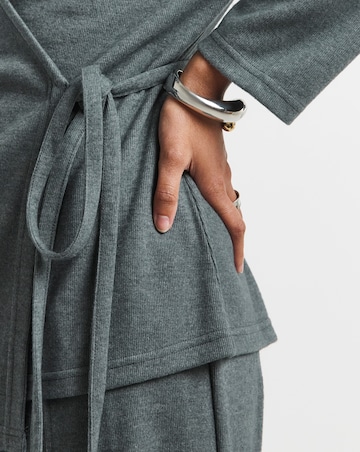 Charcoal Marl Ribbed Wrap Top