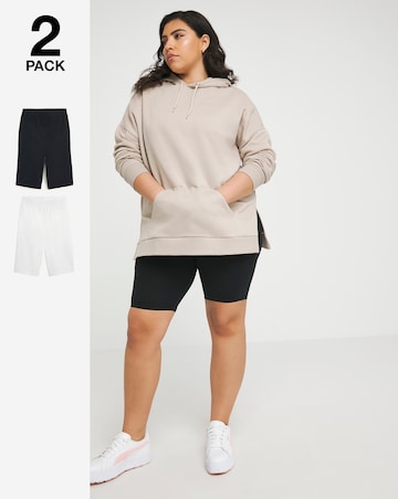 Black/Ecru 2 Pack Cotton Cycling Shorts