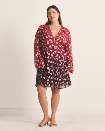 Ombre Star Jacquard Skater Dress