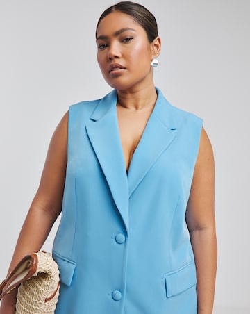 Blue Longline Tailored Waistcoat
