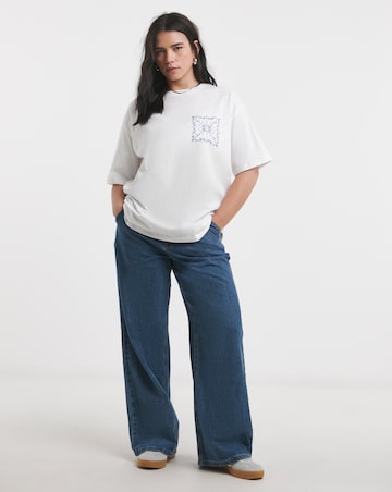 White Oversized Lemons & Tiles Graphic T-Shirt