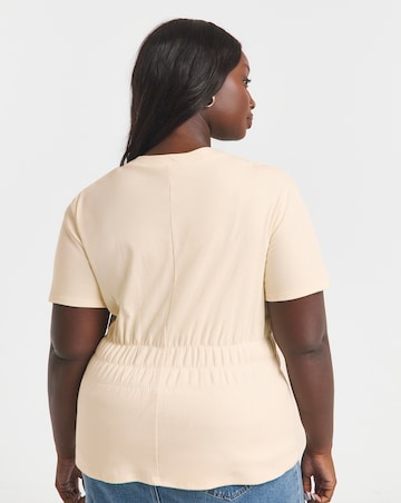 Ecru Shirred Waist T-Shirt