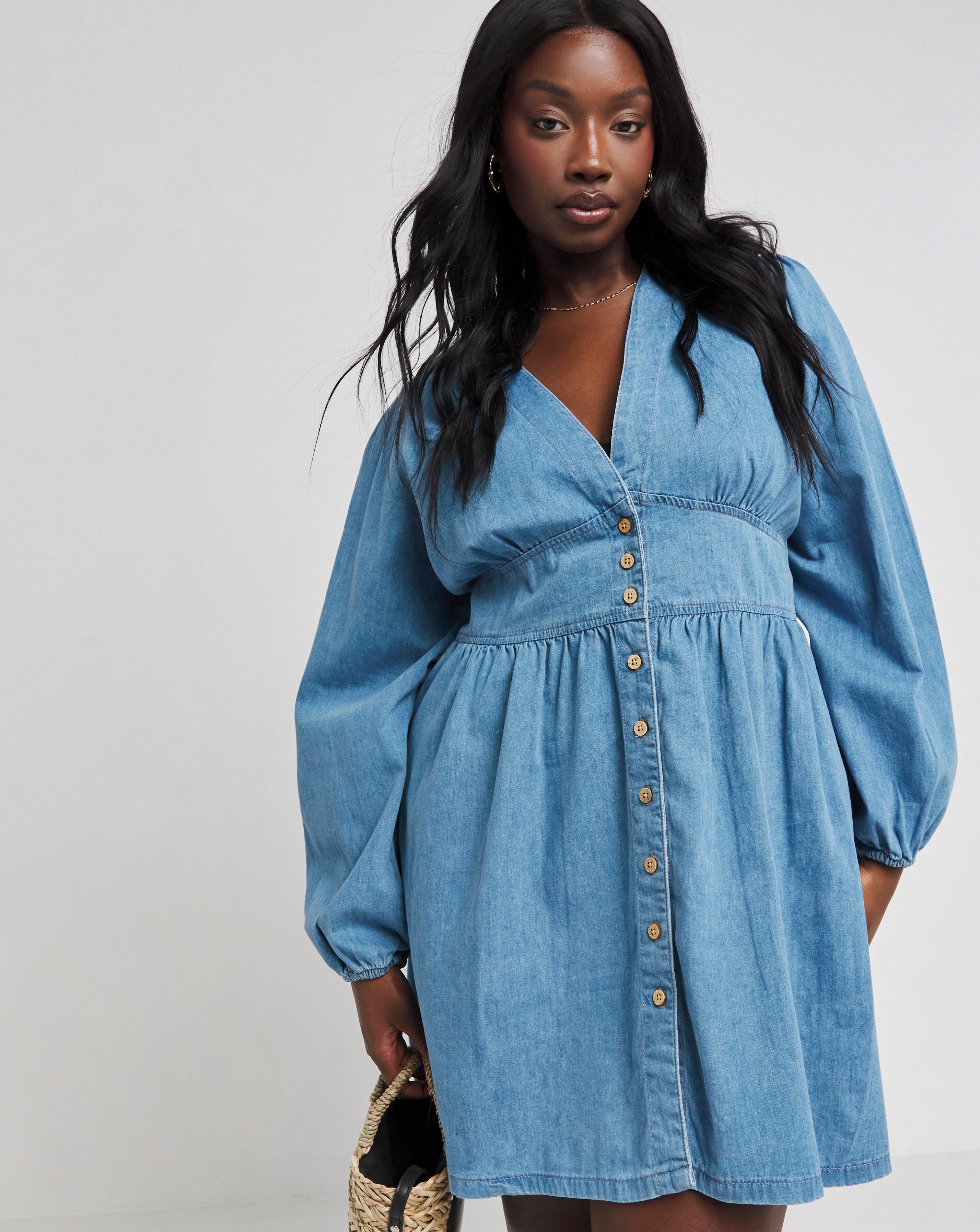 Nobody s Child Denim Long Sleeve Starlight MIni Dress Simply Be