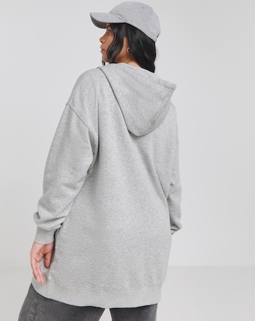Grey Marl Core Zip Through Longline Hoodie