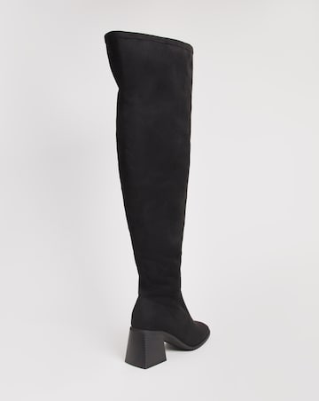 Bronte Stretch Over The Knee Heeled Boots Extra Wide E Fit Curvy Calf ...