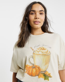 Ecru Pumpkin Spice Latte Graphic T-Shirt