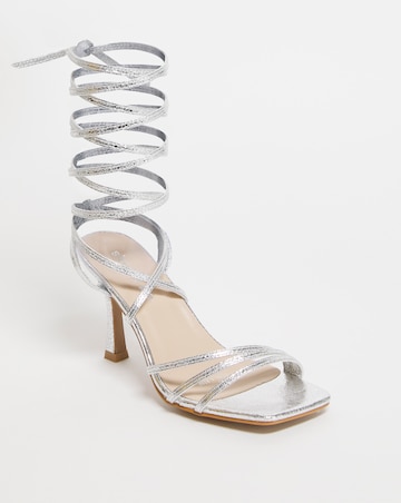Soria Metallic Ankle Tie Heeled Sandals - Extra Wide Fit (EEE)