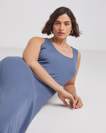 Blue Supersoft Ribbed Maxi Dress and Shrug