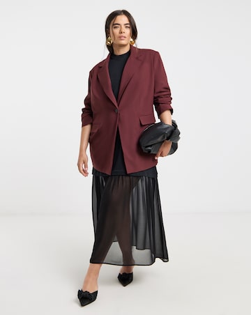 Burgundy Oversized Single Breasted Blazer