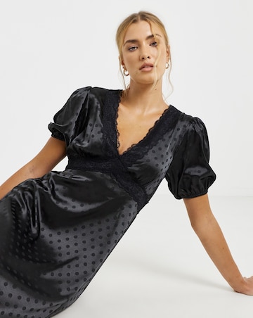 Lovedrobe Lace Trim Satin Jaquard Midaxi