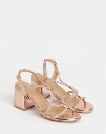 Ines Diamante Strappy Block Heeled Sandals - Extra Wide Fit (EEE)